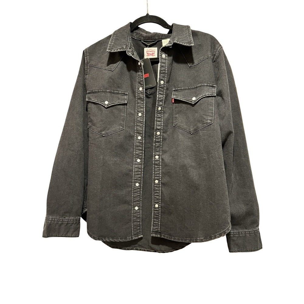 Levi's Mens Barstow Classic Western Denim Pearl Snap Button Casual Dress Shirt M - Picture 3 of 6